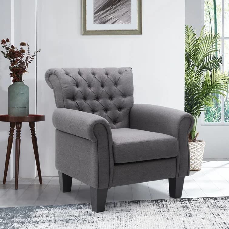 Roy 1 Seater Upholstered Tufted Wing Chair For Living Room| Bedroom| Office - Torque India